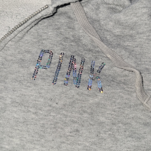 Pink VS Fashion show hoodie Y2K holo sequin hoodie vintage - Picture 6 of 8